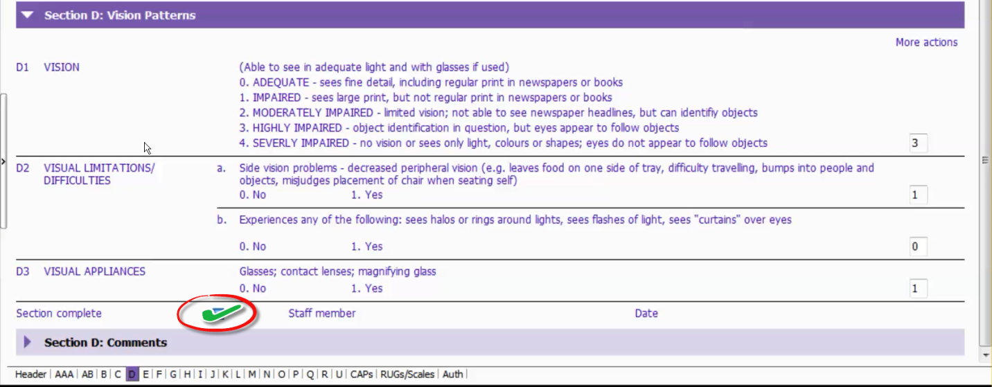 How to Complete a Section – PARIS User Help