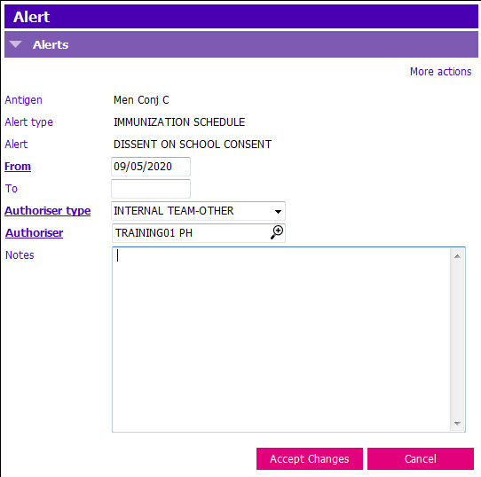 Modify or End Immunization Alert PARIS User Help
