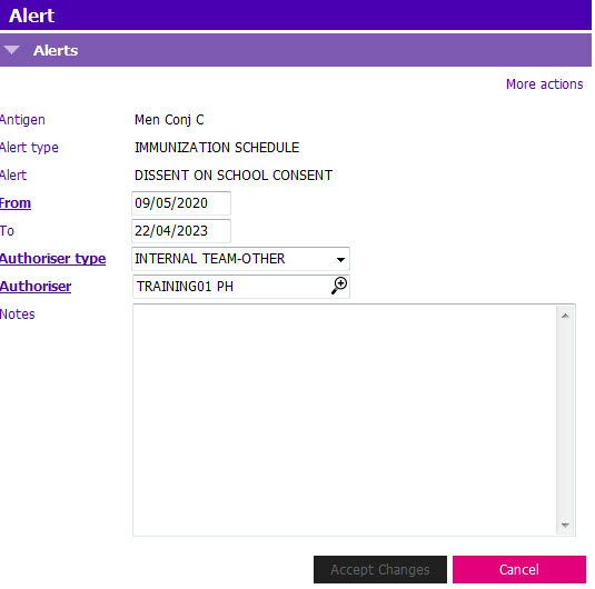 Modify or End Immunization Alert PARIS User Help